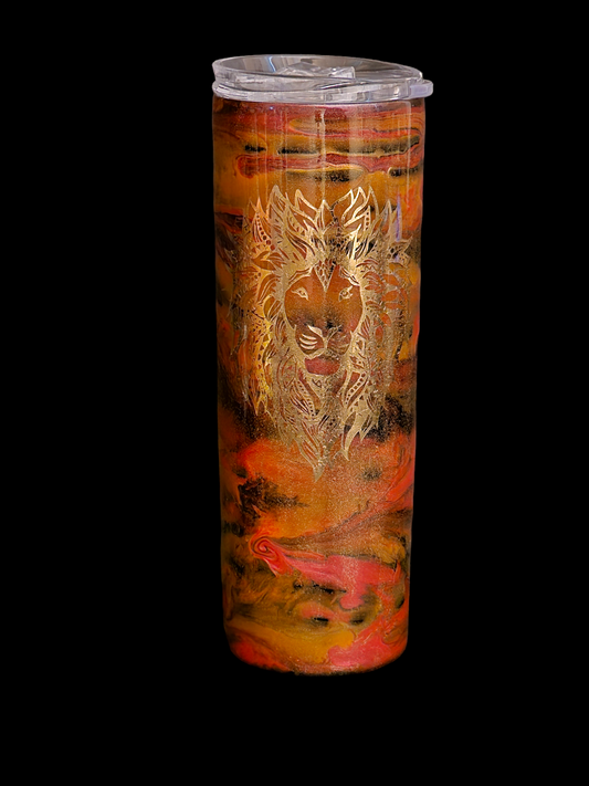 20oz Red/gold lion